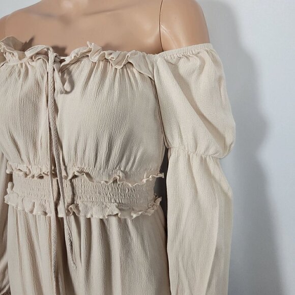 Peach Love California Women's Boho/Gypsy Ruffle Flowy Sleeve Dress Size S - Picture 3 of 10
